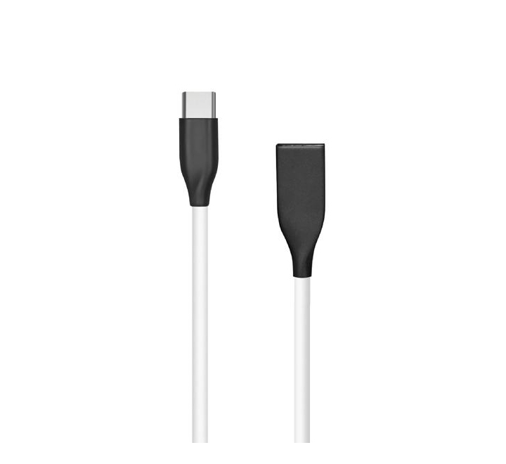 Silikoninis kabelis USB-USB Type C (baltas, 2m)