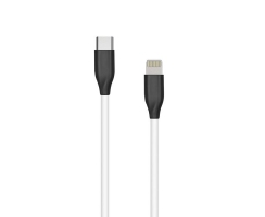 Silikoninis kabelis USB Type-C - Lightning (baltas, 1m)