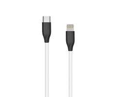 Silikoninis kabelis USB Type C- Lightning, 2m (baltas)